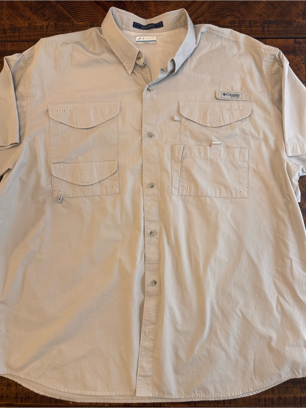Columbia PFG Bonehead Short Sleeve Fishing Shirt - Beige/Tan